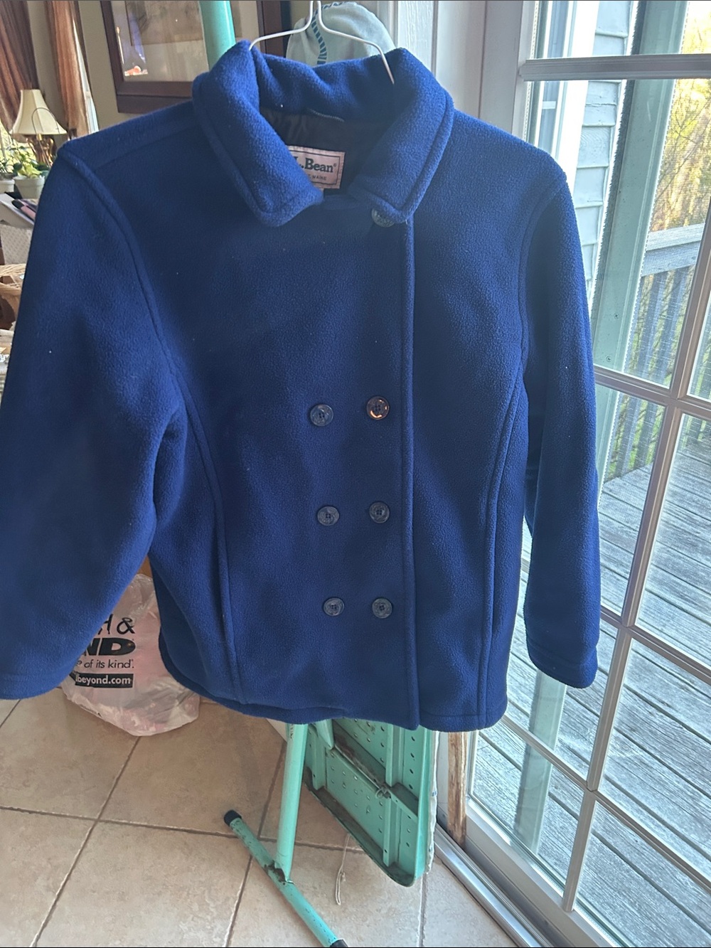 L.L. Bean Royal Blue Double-Breasted Fleece Peacoat